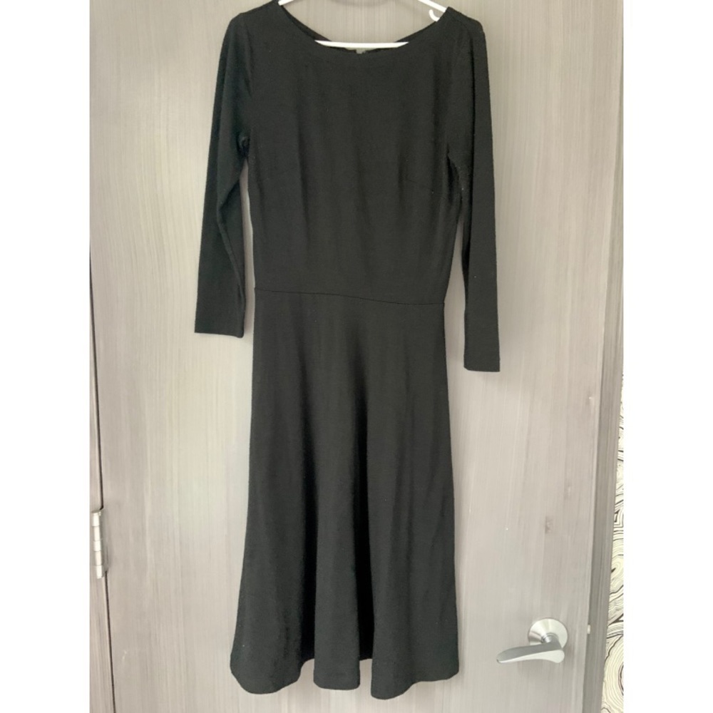 Loft black fit and flare midi dress size 0